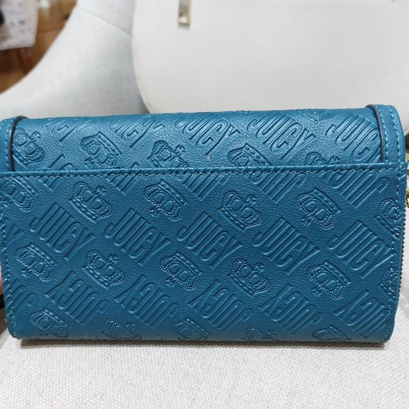 JUICY COUTURE HANDBAG WALLET With Long Crossbody Handbag Gold Chain - Picture 8 of 13